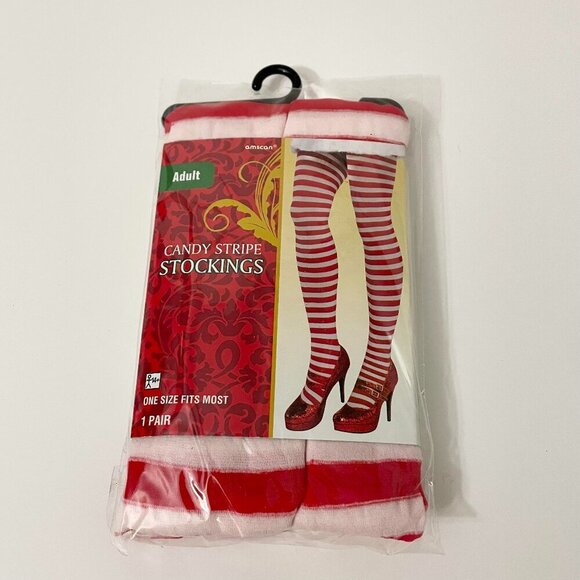 Amscan Adult Candy Stripe Stockings One Size Fits Most Halloween - Picture 1 of 11